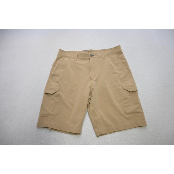 Eddie Bauer Polyester Stretch Cargo Shorts Beige Hiking Camp 10" INS Mens Sz 34 - Picture 2 of 9
